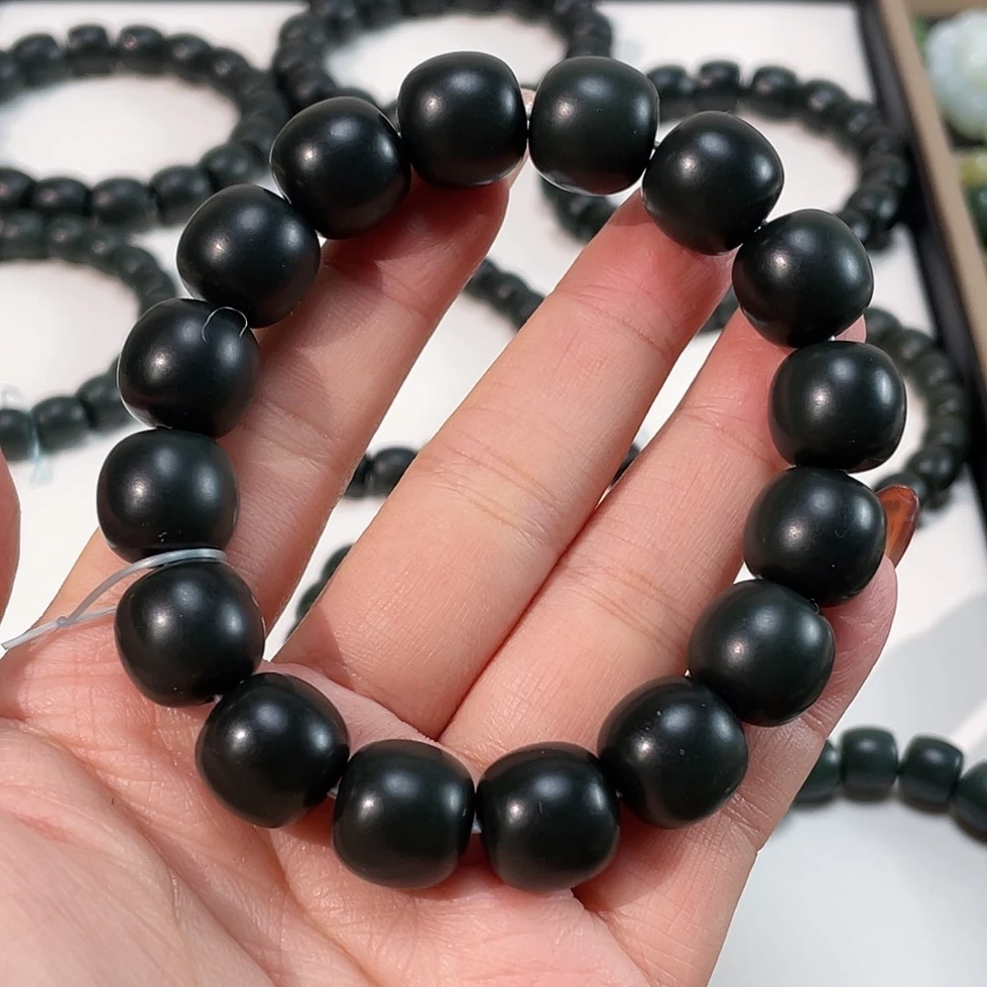 和田玉手链未镶嵌新疆黑青14