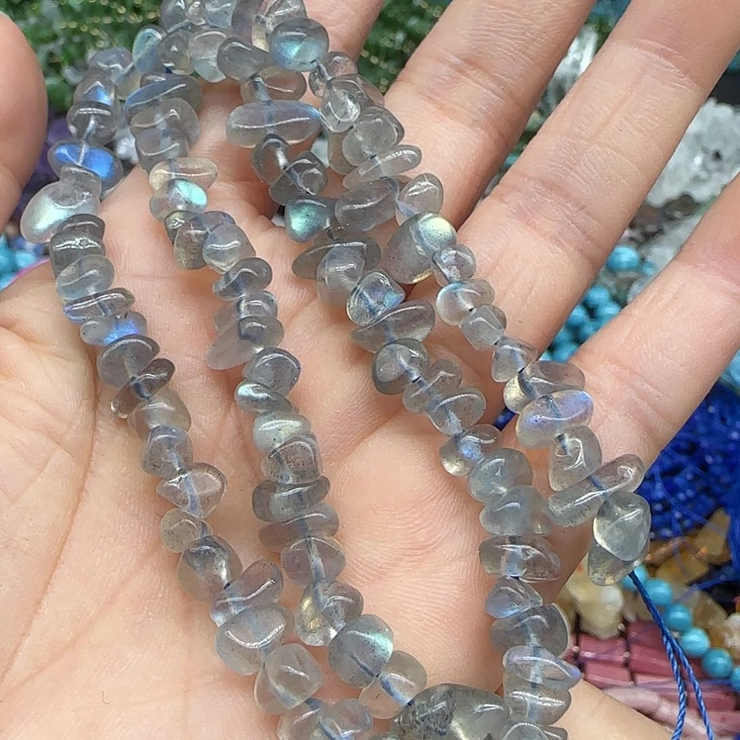 玛瑙/玉髓珠宝半成品合金灰月光6-8mm随形一条