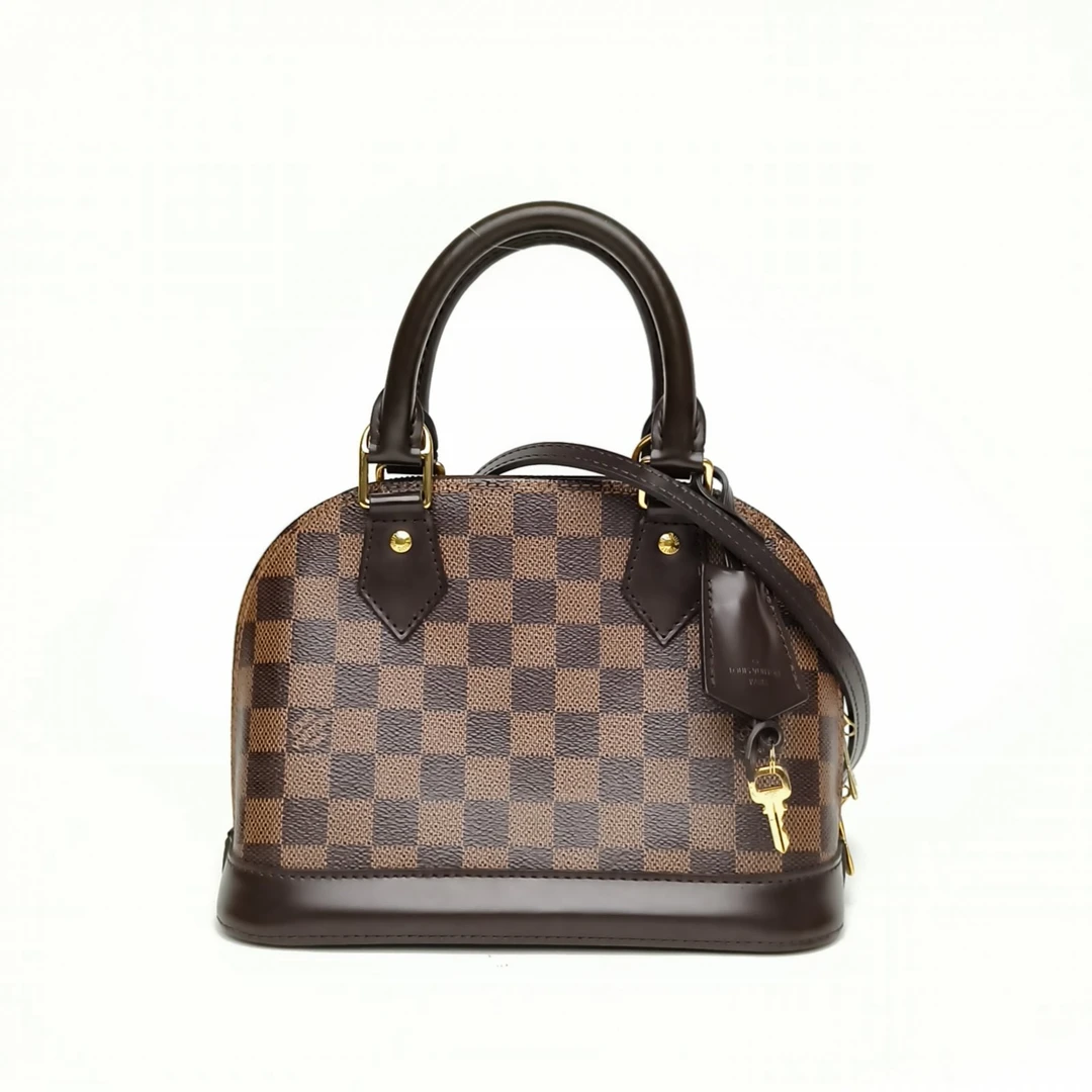 95新 LouisVuitton/路易威登 小花Jerry活动贝壳包 BB 棕色棋盘格
