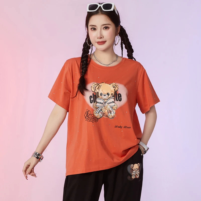 2025大码女装潮流情侣T恤春夏卡通短袖夏装轻职风运动