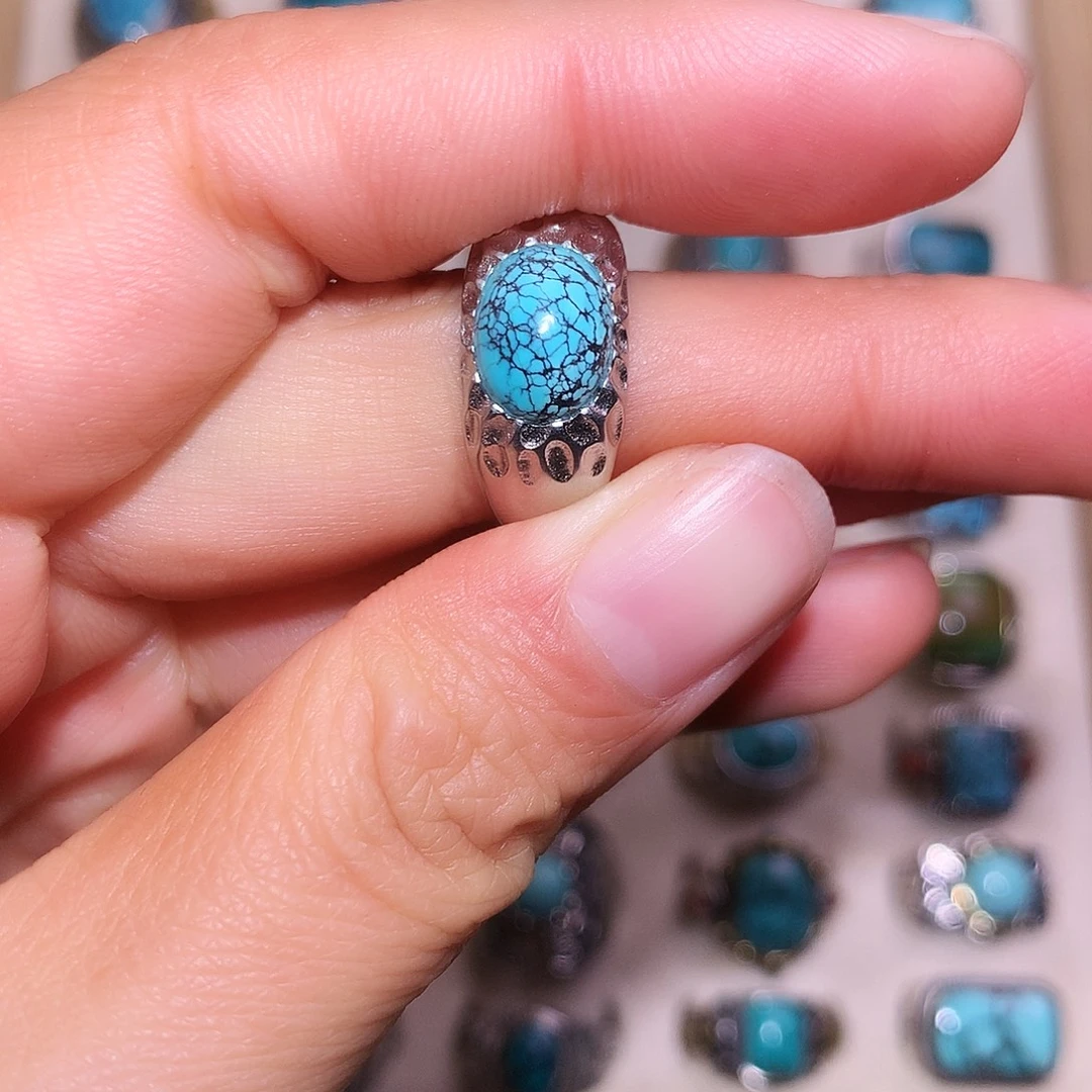 绿松石银S925镶嵌戒指