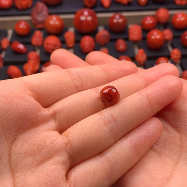 麻***哥南红玛瑙未镶嵌火焰纹老型单珠10MM