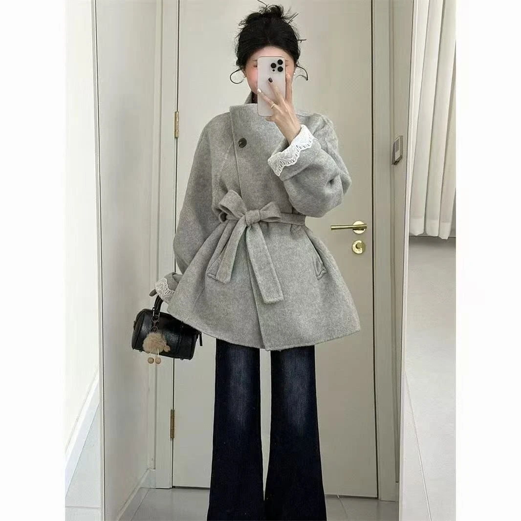 毛呢中长款韩系大衣女秋冬新款外套小个子赫本风高级感气质正流行