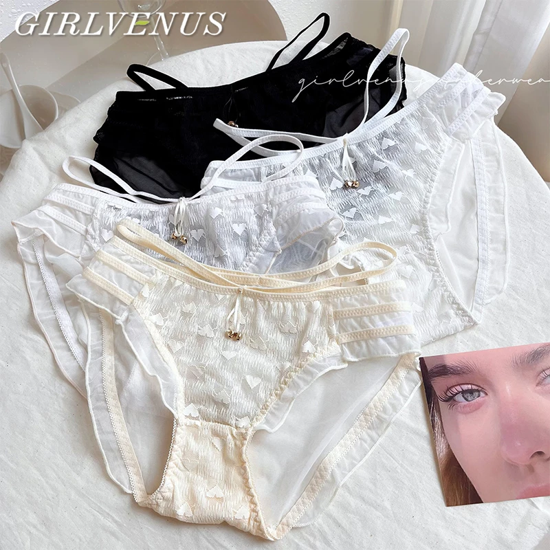 GIRLVENUS夏季薄款2025性感透气女士三角裤舒适蕾丝纯欲内裤女
