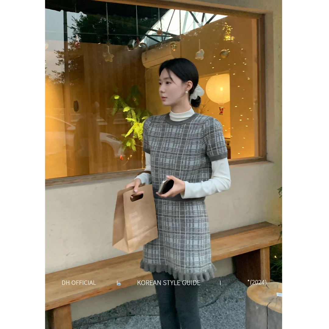 清 DH OFFICIAL 大花【格林小镇 Green】时尚套装叠穿 质感深浅灰格