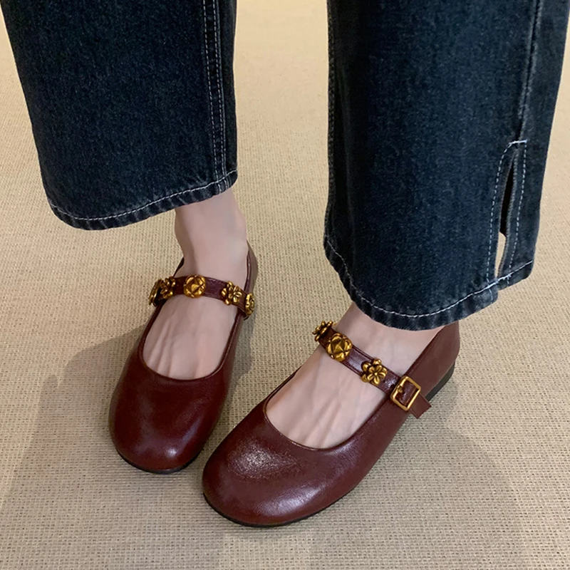 复古超软鞋子平底法式小香风单鞋女2025新款红色配裙子玛丽珍单鞋