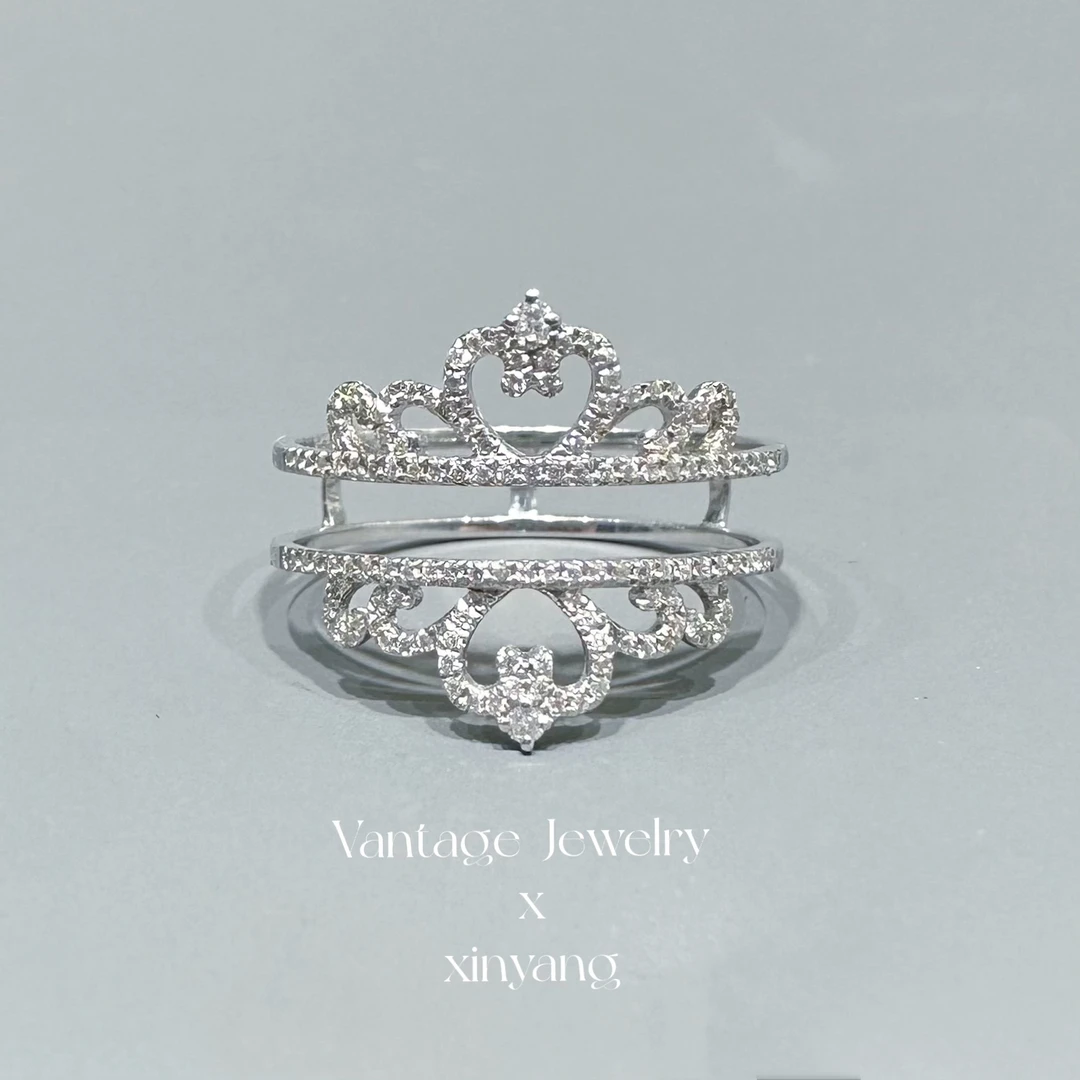 【欣阳】18K 40分 双皇冠戒指 时尚百搭
