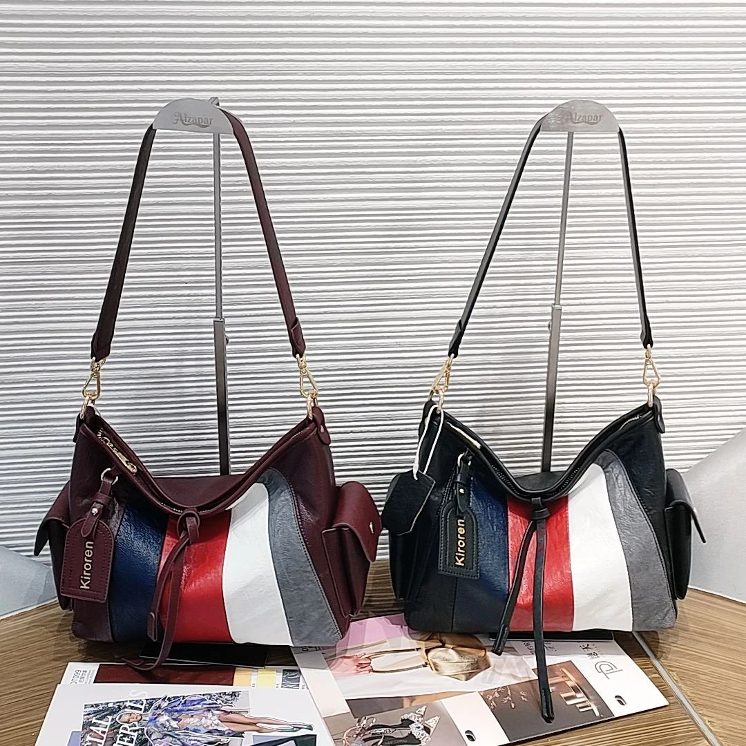 耐脏简约风单根单肩包撞色韩版休闲单肩女士时尚欧美拼接条纹
