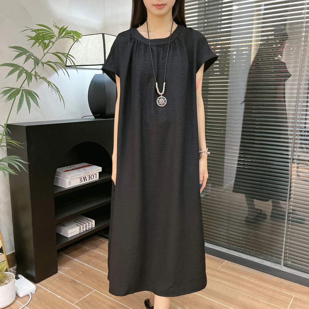 【郭郭】夏季宽松遮肉显瘦慵懒风休闲宽松连衣裙24606