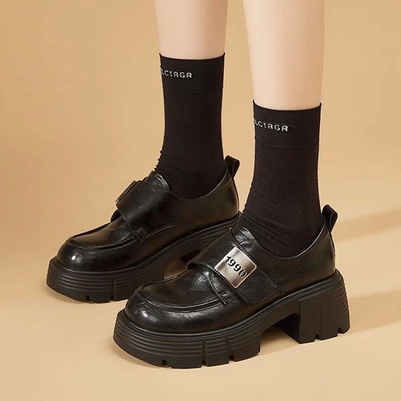 厚底复古乐福鞋女一脚蹬英伦风小皮鞋女2025年秋季新品高跟jk单鞋