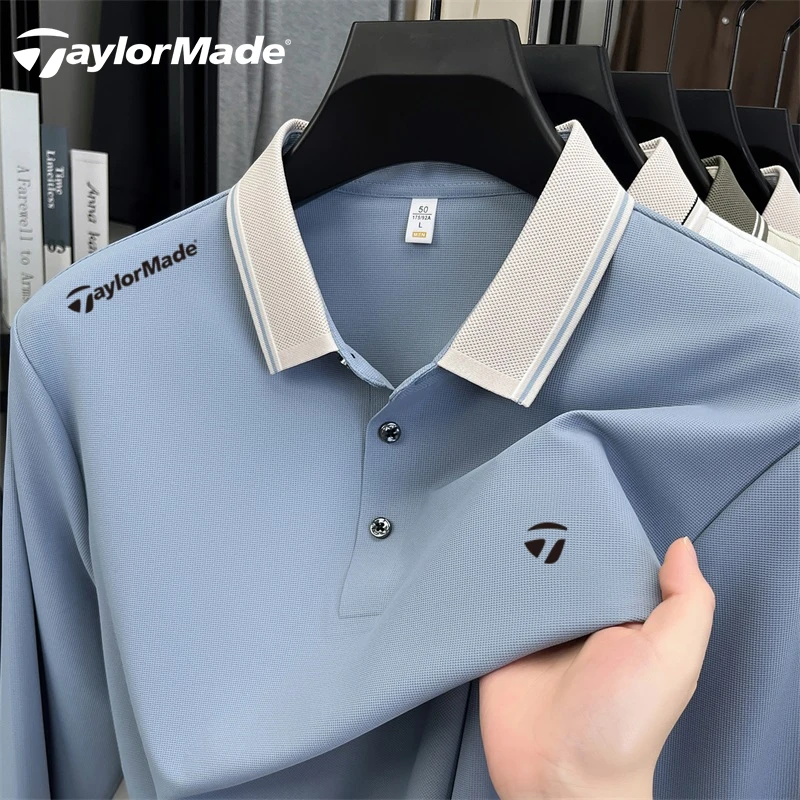 泰勒梅Taylormade秋季男士高尔运动长袖POLO衫翻领休闲百搭T恤男