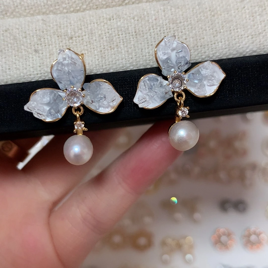 淡水珍珠耳饰合金