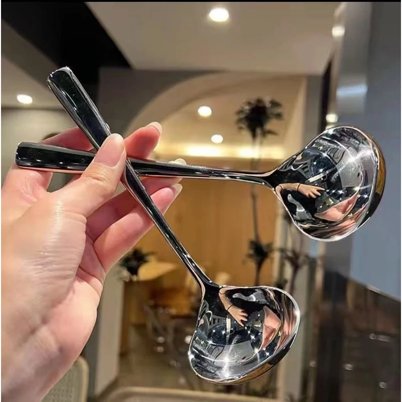 【新人福利】不锈钢勺子家用创意网红餐具吃饭嗦粉长柄大头喝汤勺