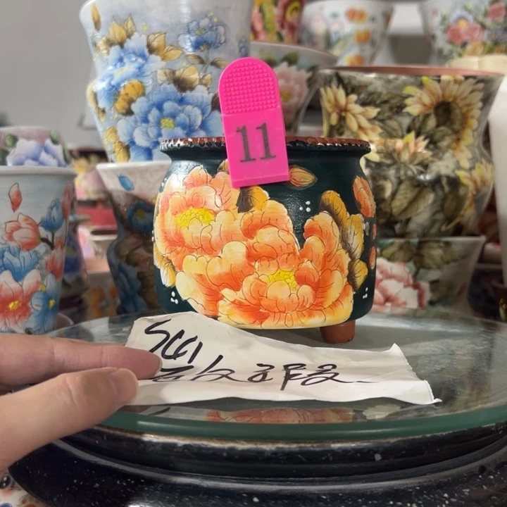 景德镇手绘花盆满38包邮偏远地区除外
