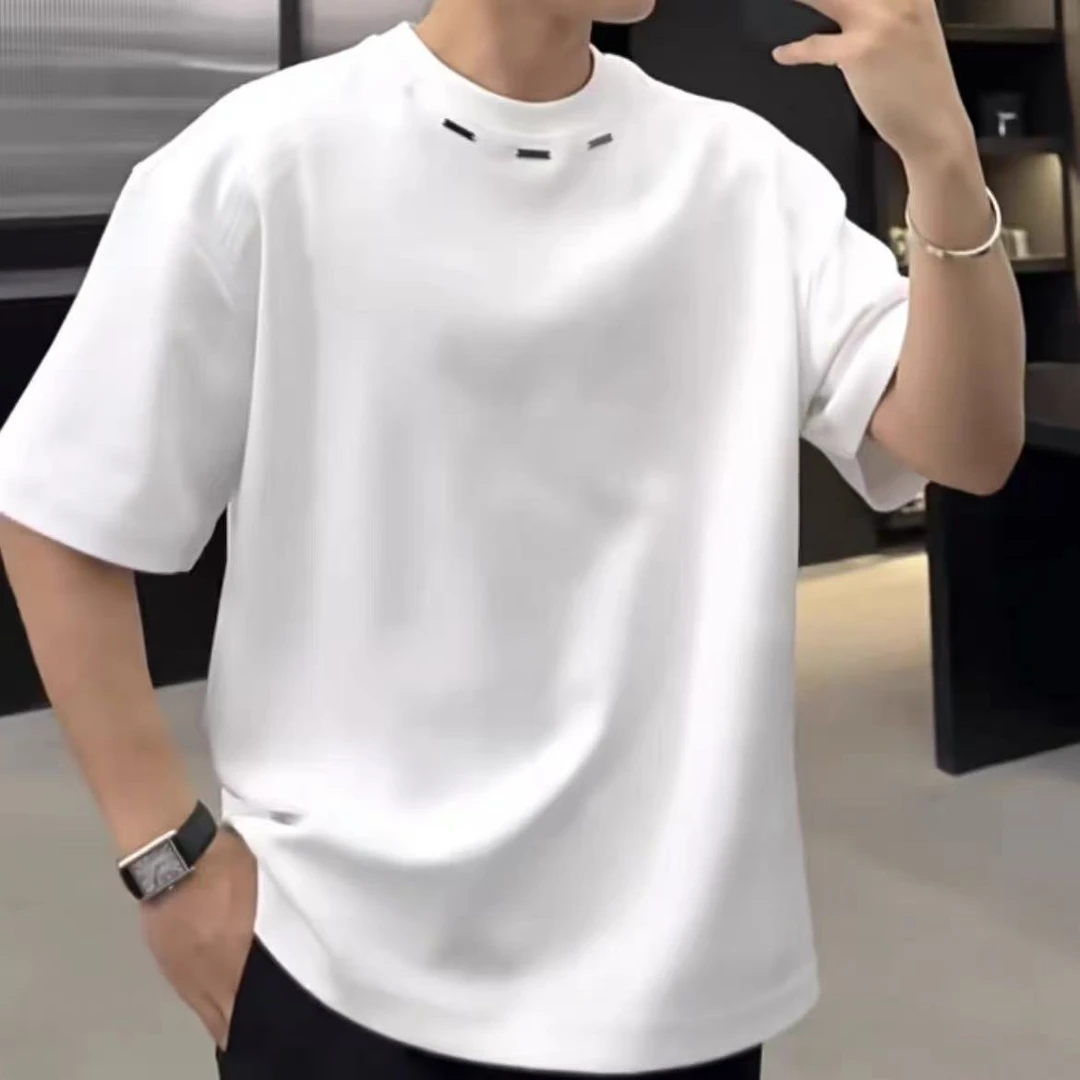 夏季简约短袖潮半袖短袖宽松小衫T恤潮流男士情侣打底衫圆领休闲