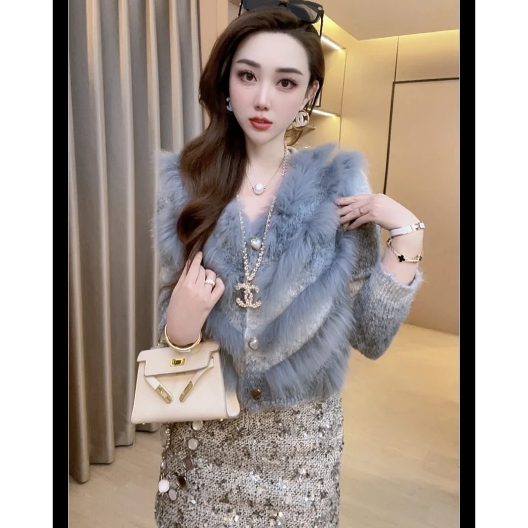 【彩虹甜心】重工钉珠轻奢百搭显瘦针织开衫外套女