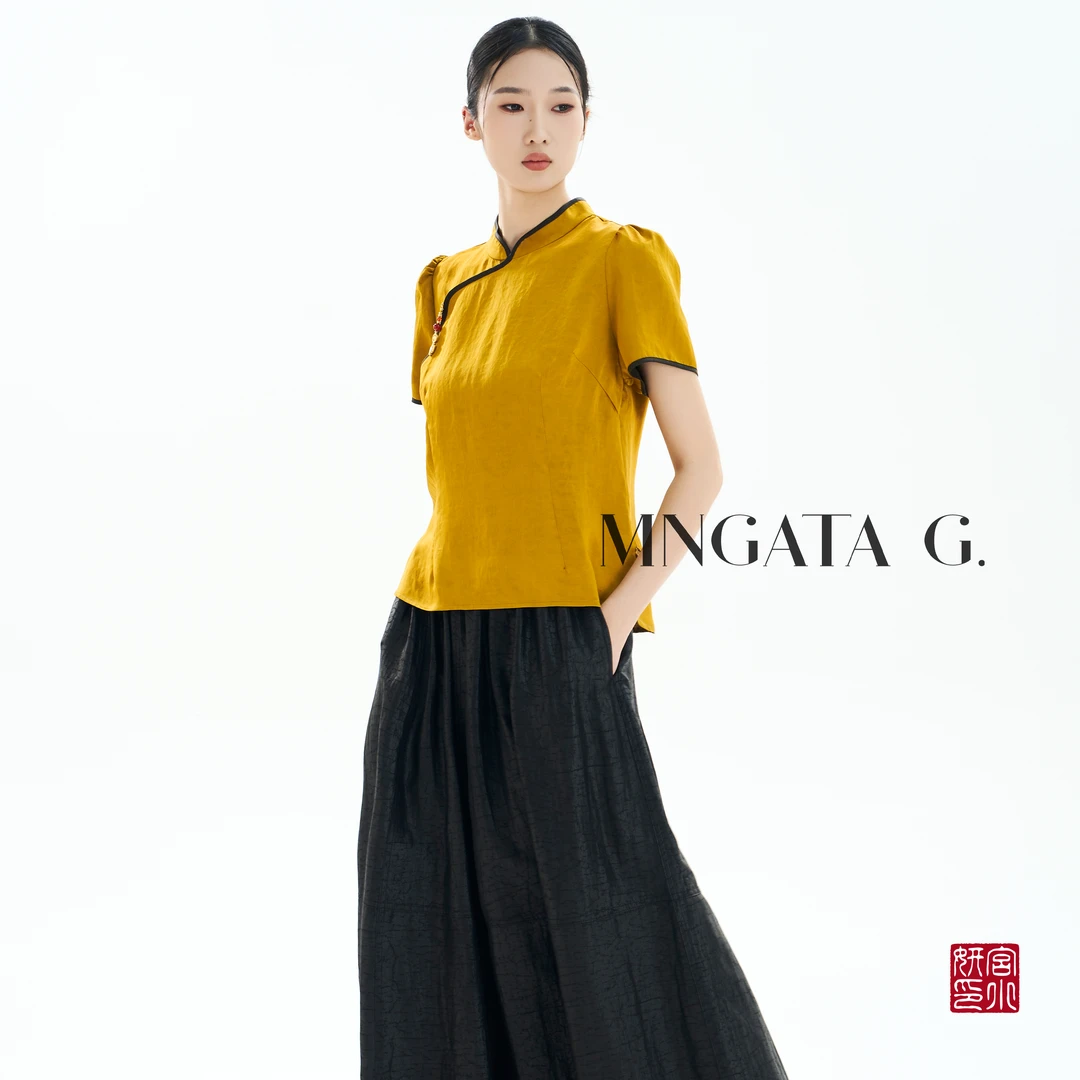 MNGATA G.宫小妍 【金龟缎·日富一日】夏日新中式中国风短袖5042768