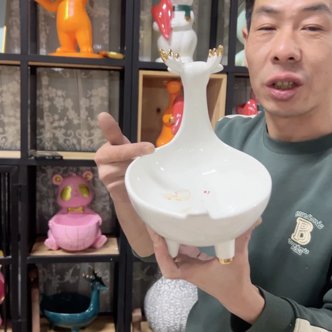 红陶红陶红陶红陶白色收纳鹿