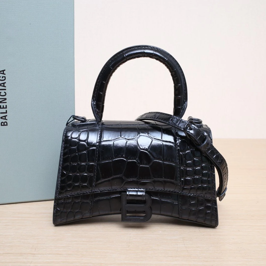 95新 Balenciaga/巴黎世家 小花6欢 鳄鱼压纹 沙漏手袋 Lisa同款