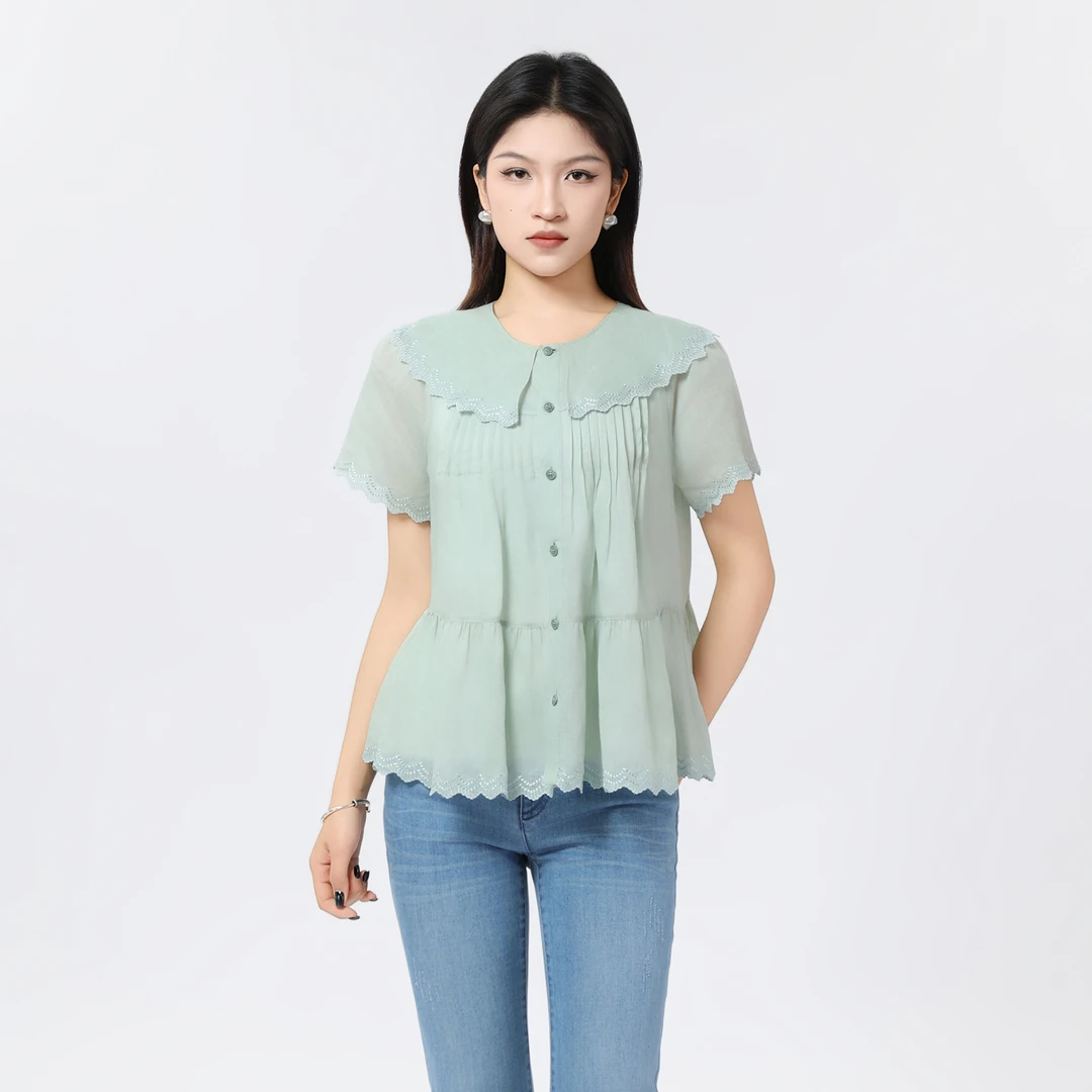 AMASS/阿玛施2025春季新款时尚衬衫气质娃娃领休闲百搭上衣530037