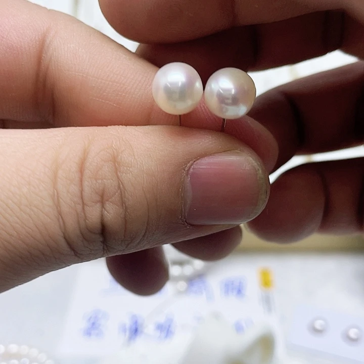 淡水珍珠耳饰银S925镶嵌果*儿