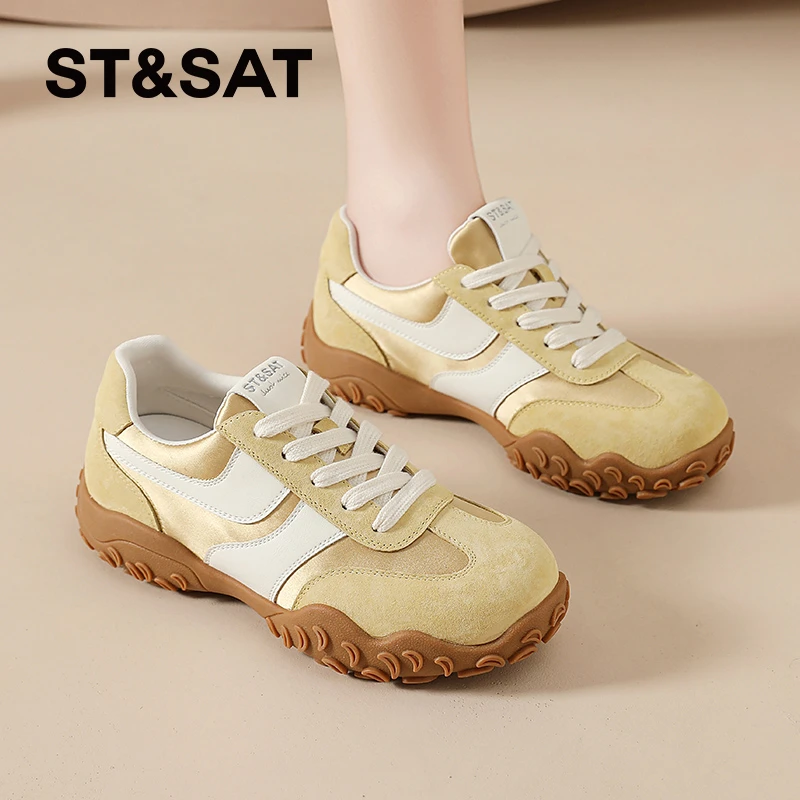 星期六百搭德训鞋女士2025夏季新款休闲鞋休闲女鞋拼色时尚运动鞋
