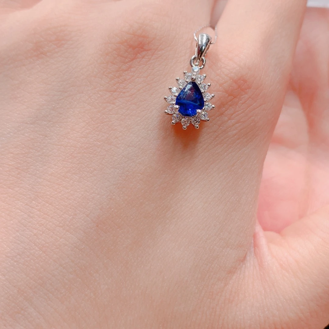 蓝宝石吊坠(不含链)银S925镶嵌