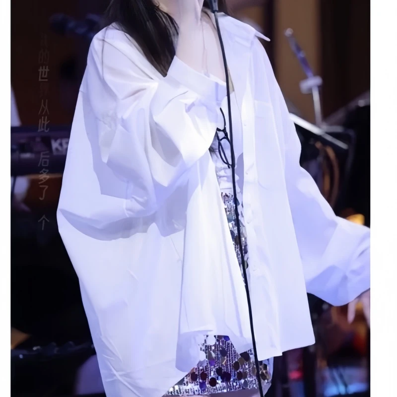 独特超好看白色衬衫外套女2025夏季新款极简风宽松休闲职业上衣女