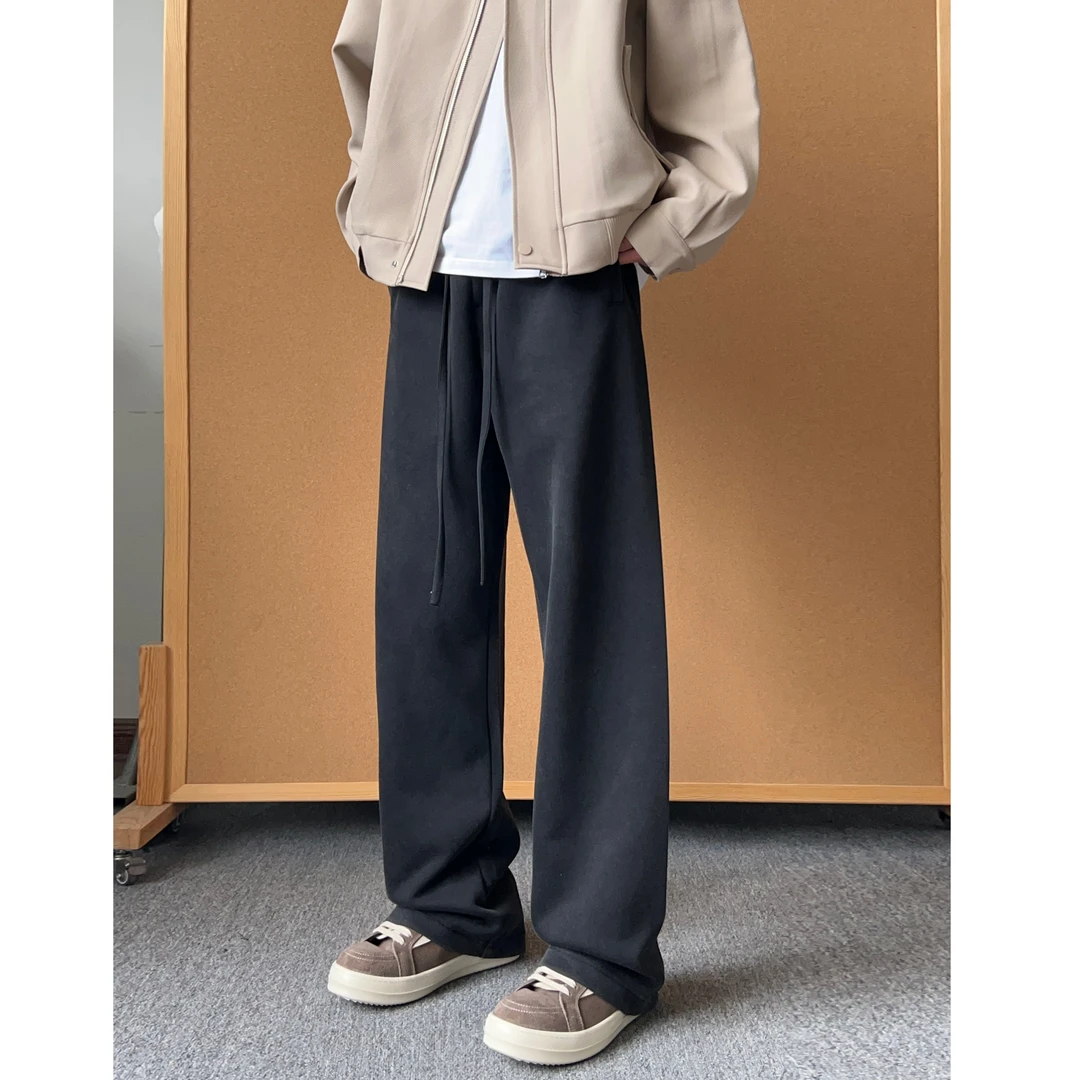 cleanfit水洗做旧卫裤男春秋宽松直筒裤休闲裤子弯刀长裤男女同款