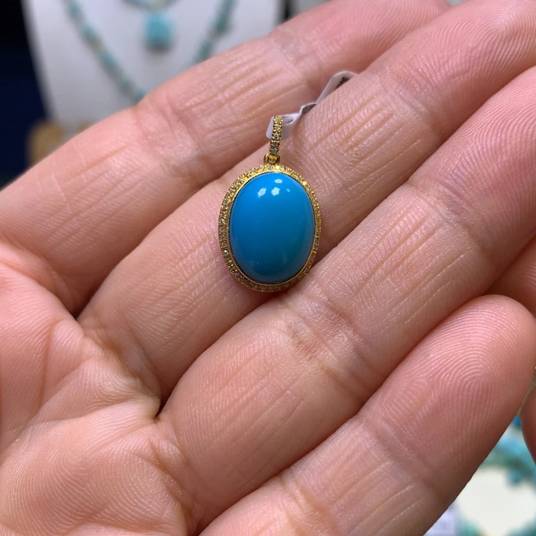 绿松石18K金镶嵌挂件