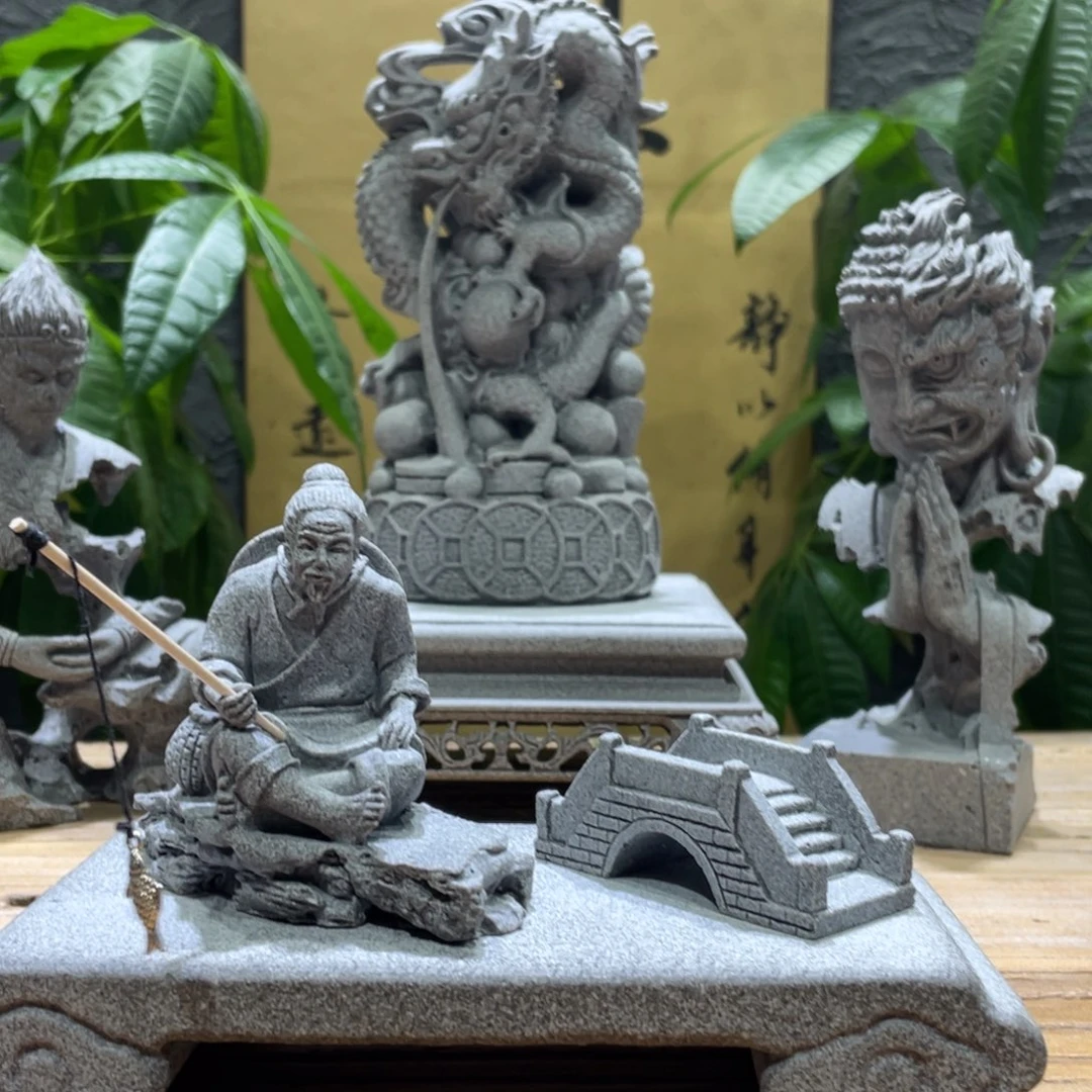 石材钓鱼一个小桥一个