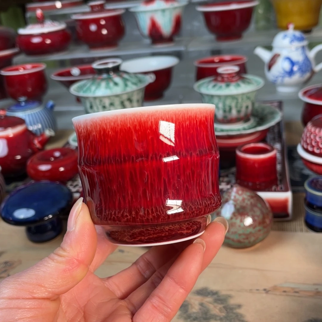 景德镇原矿釉竹节杯