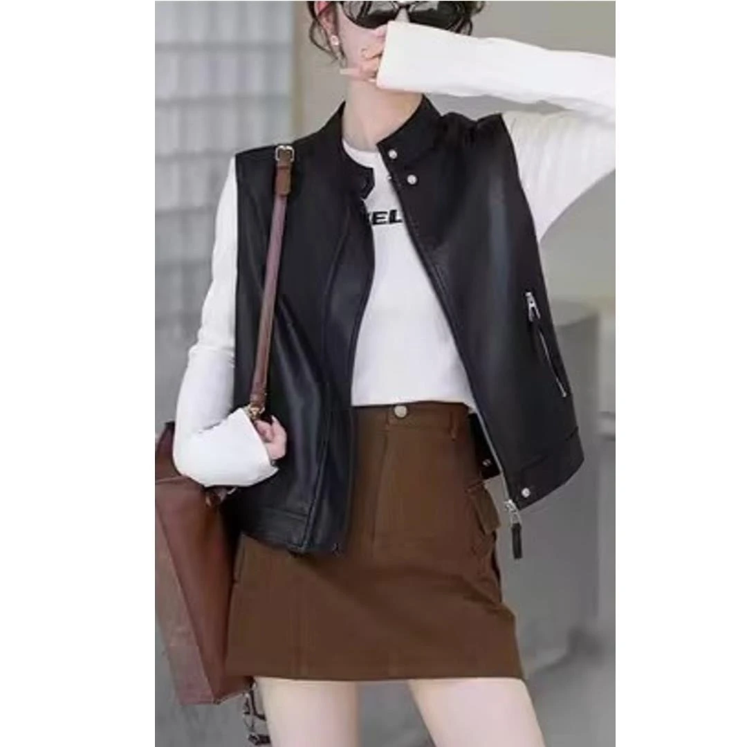 #1361美式复古潮流坎肩马甲女秋季新款时髦百搭叠穿外套