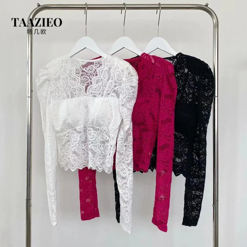 TAAZIEOv领蕾丝打底衫女秋冬2025年新款高级感内搭时髦时尚洋气网