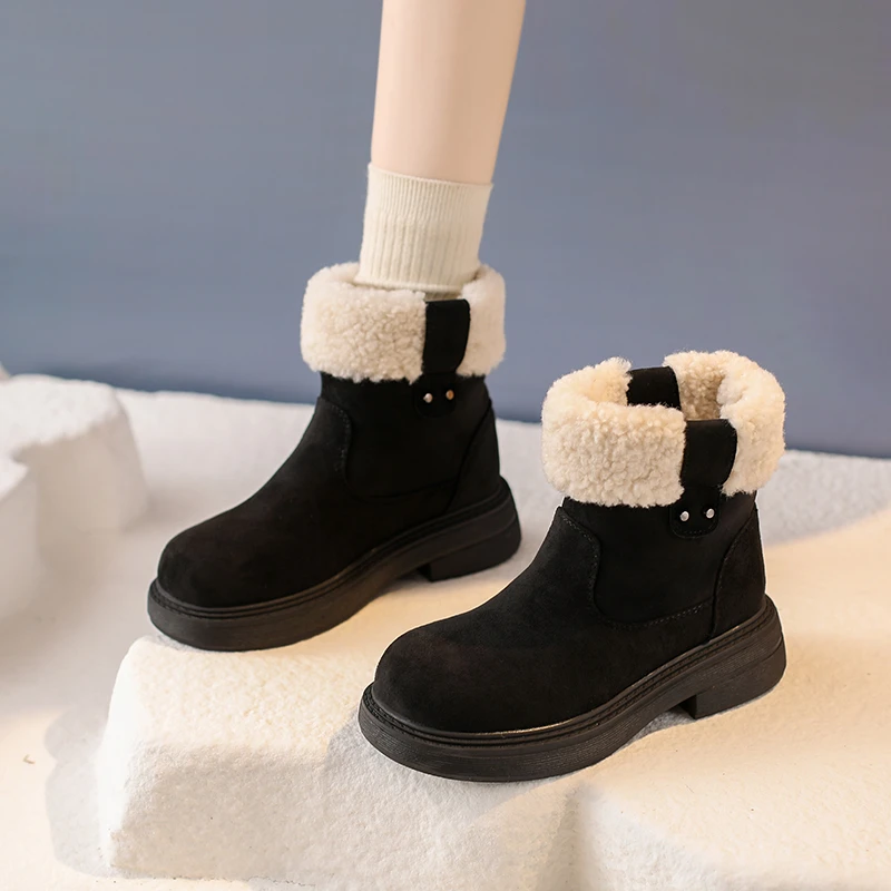 厚底增高雪地靴女冬季2025新款加绒短靴女马丁靴防滑保暖毛毛棉鞋