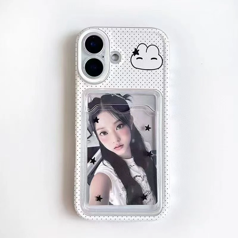 波点星星兔可放卡片照片适用于苹果17promax手机壳16保护壳15新款