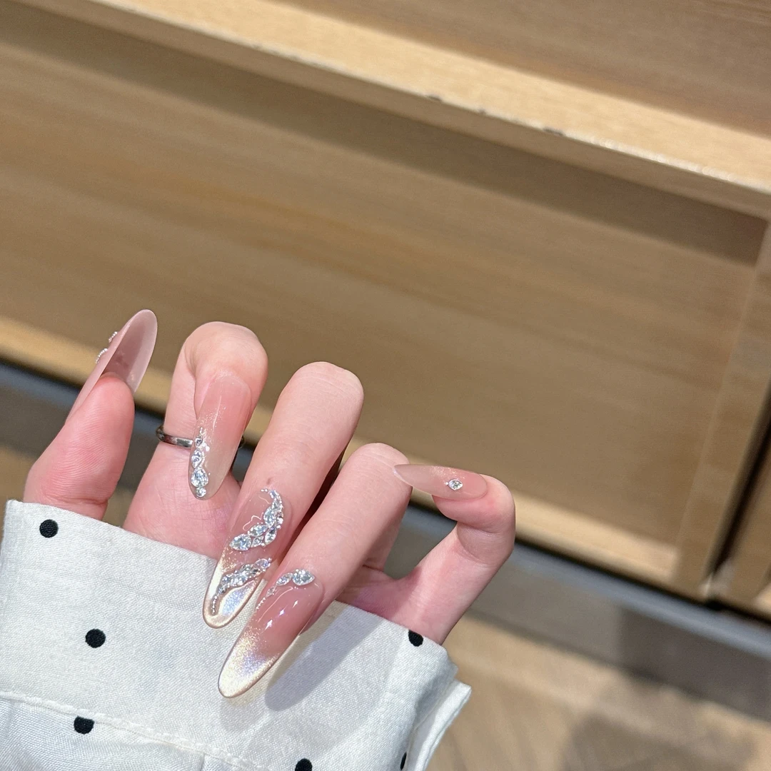 【繁星】纯手工穿戴甲ins气质重工锆石猫眼指甲贴光疗美甲贴片