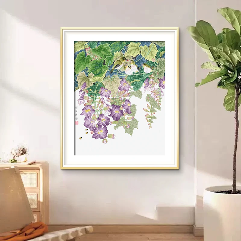 ks十字绣花开清韵新款自己绣手工DIY棉线2025年花卉喜鹊挂画高级