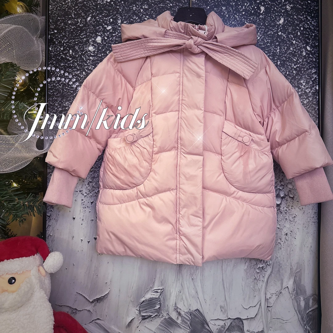 单品-粉外套C070 女童中长款加厚保暖冬季小童女宝宝洋气外套