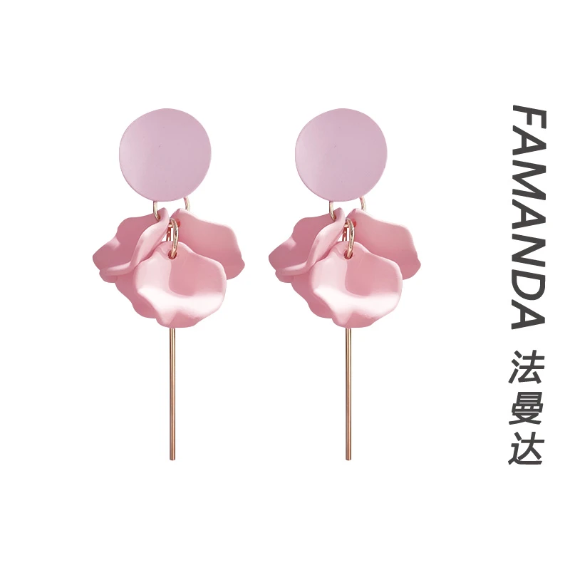 法曼达 非金属亚克力耳饰 【云间花】小众长款植物花卉时尚耳环耳饰