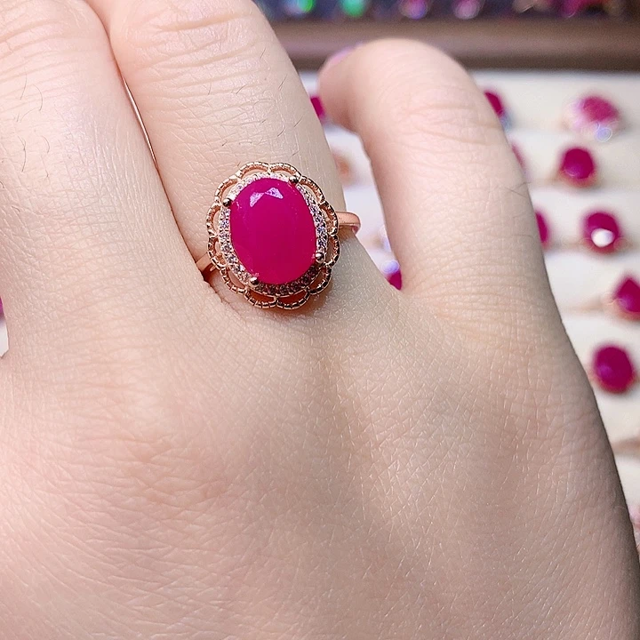 红宝石戒指银S925镶嵌