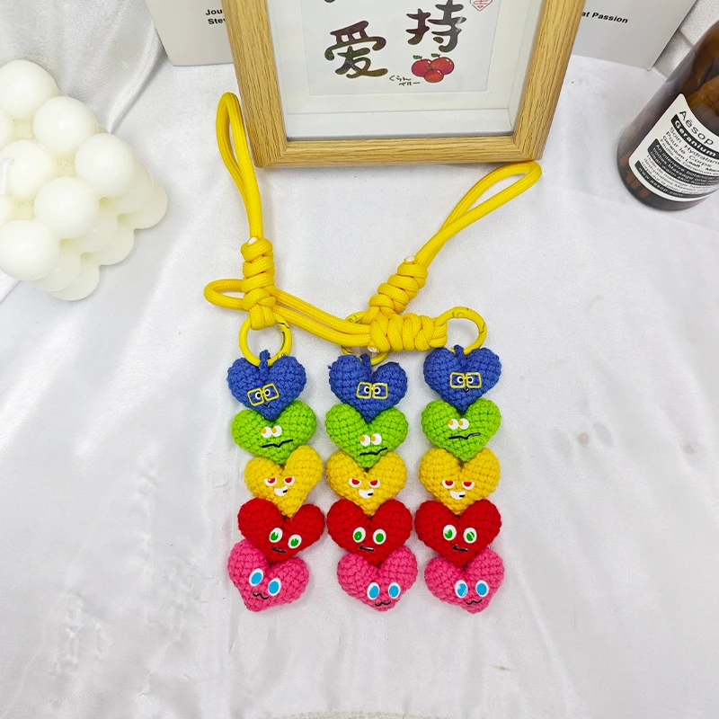 彩虹爱心串串挂件 手工钩织手工DIY百搭时尚创意玩偶钩织