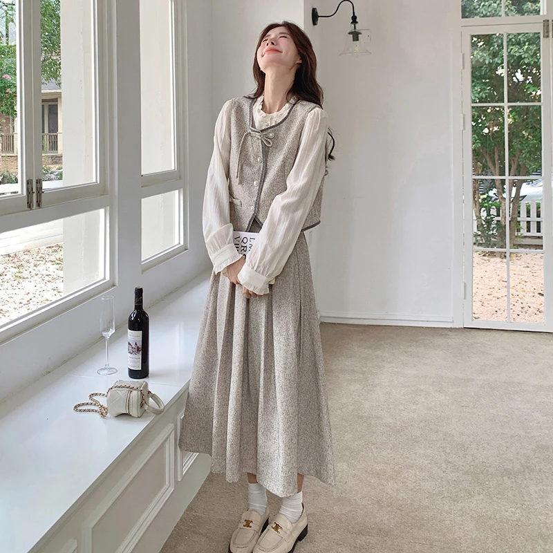 〈纪朵研〉1340法式高级感流行套装裙女春装小香风马甲半身裙三件套