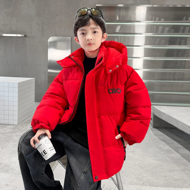 男童冬装红色羽绒棉服2025新款棉衣冬天加厚棉袄大儿童冬季外套