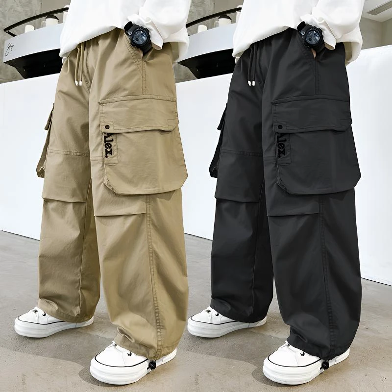 男童春秋工装裤2025新款宽松直筒长裤儿童春季时尚韩版百搭裤子潮