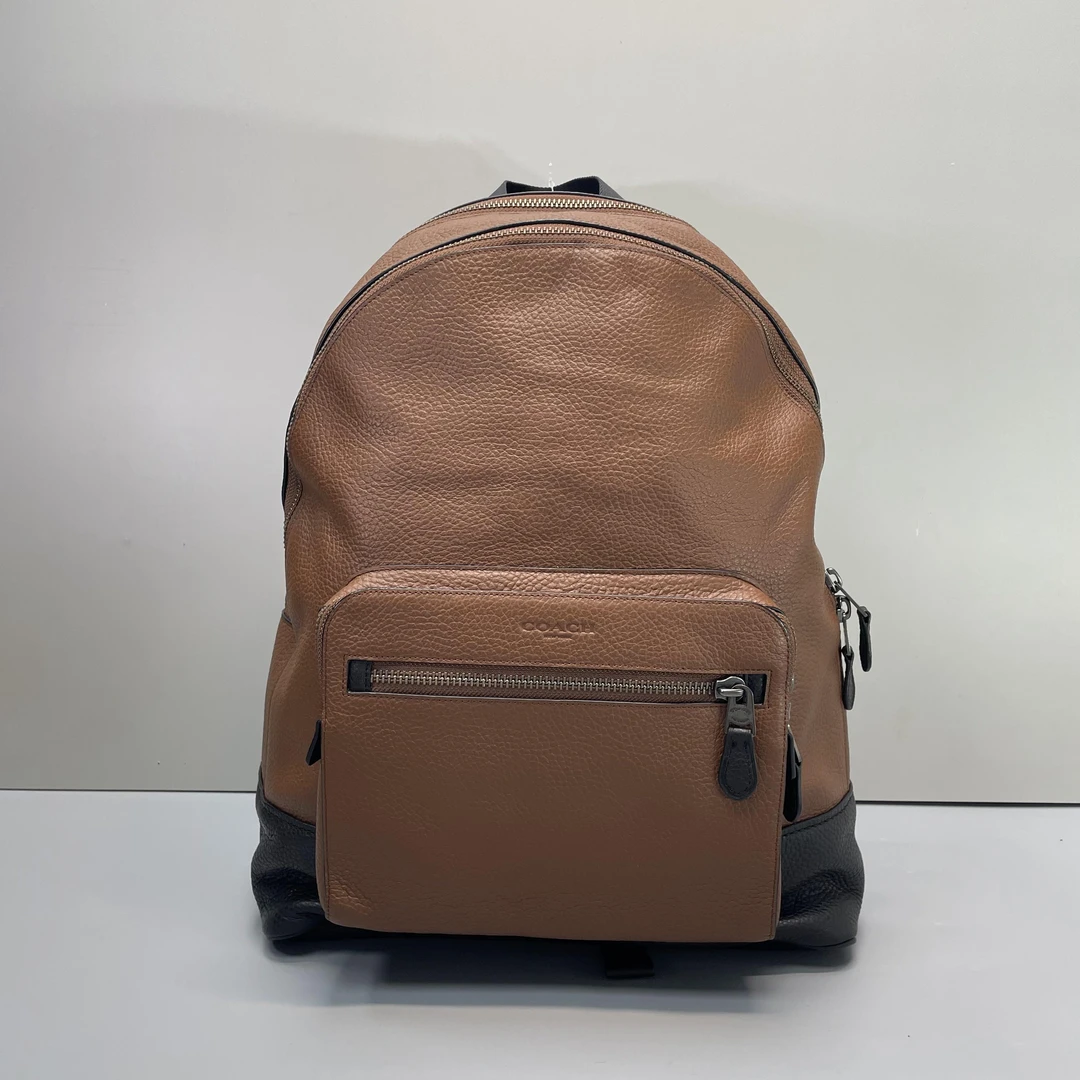 95新 COACH/蔻驰 棕色男士双肩包 34*42*15cmM012516