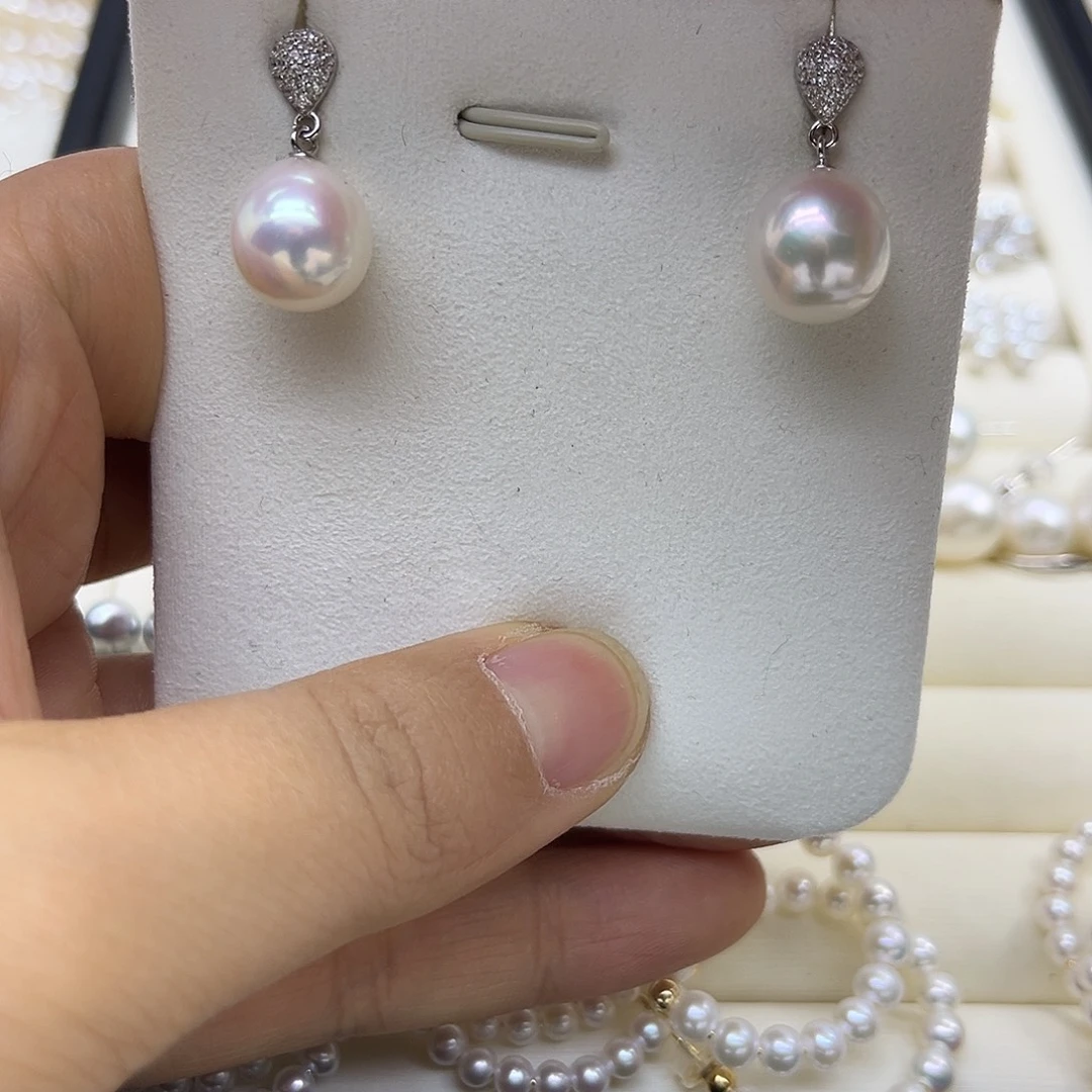 耳饰银S925镶嵌淡水珍珠