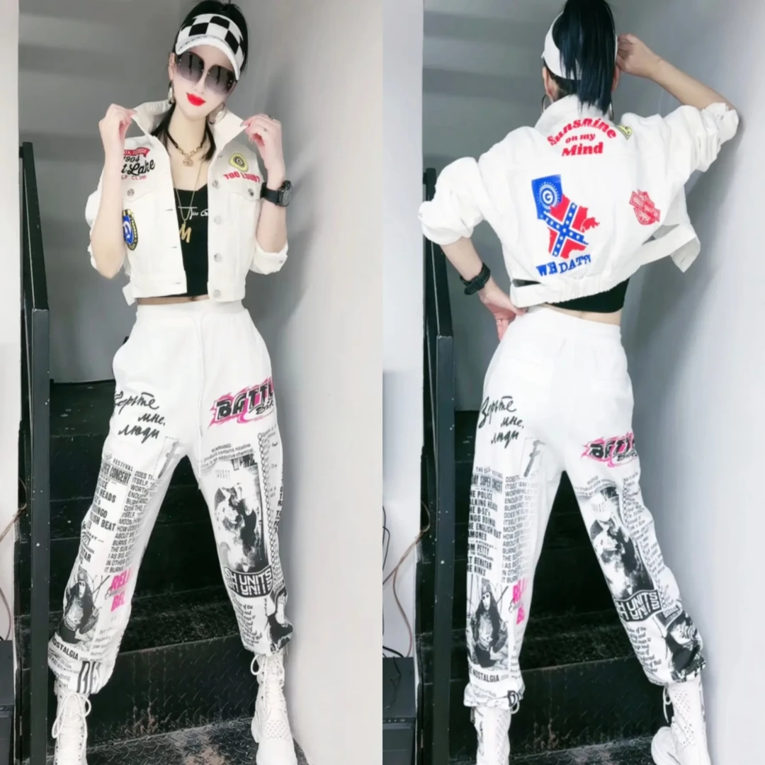 潮牌2024秋装休闲运动时尚时髦洋气套装牛仔衣女休闲裤女装两件套