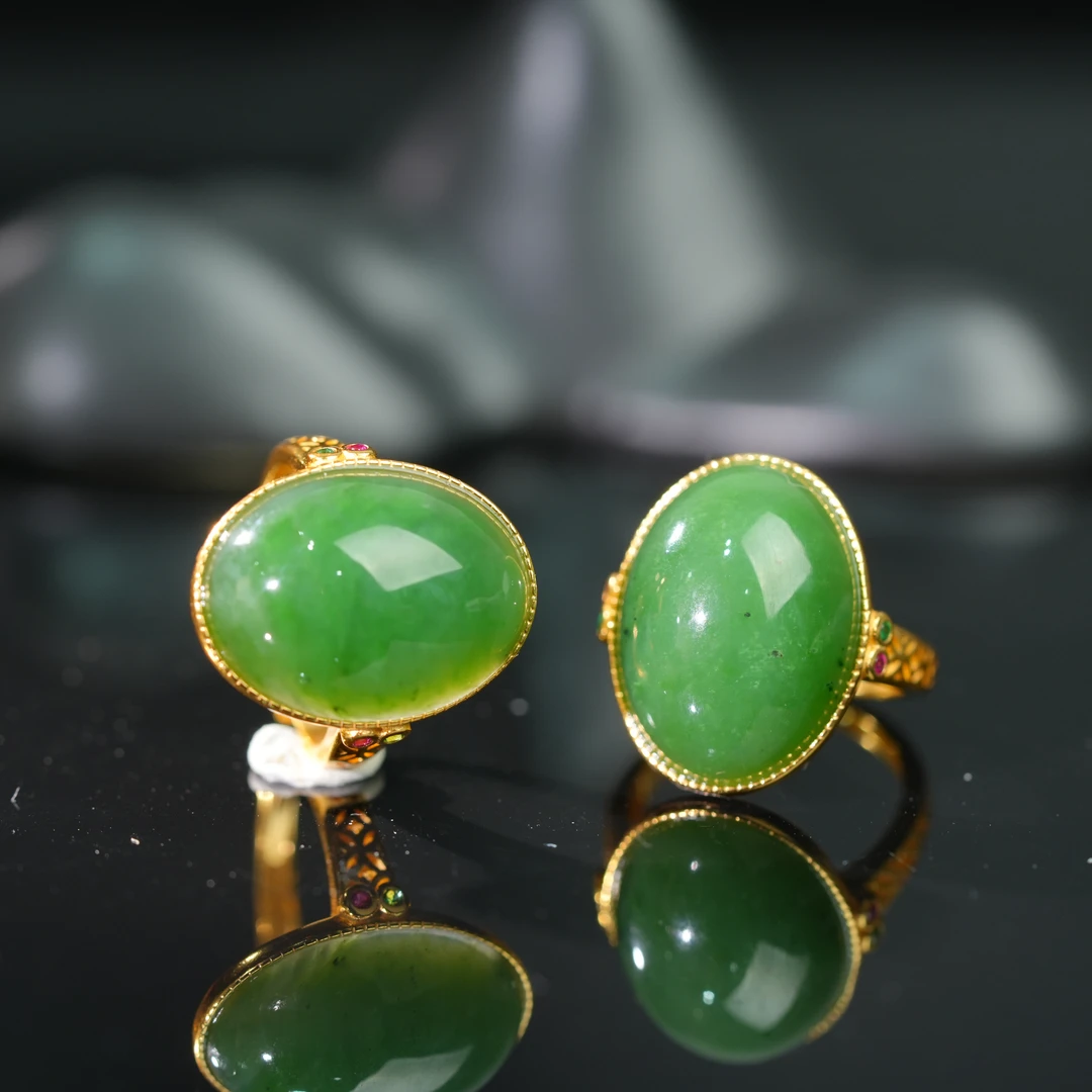 【初见珠宝】S925银和田玉戒指21-2C38X184【多样性发一件】19*14mm+