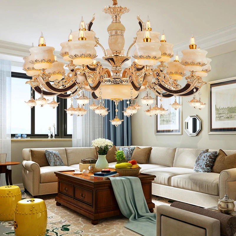 欧式天然白玉吊灯 客厅水晶灯别墅复式楼奢华灯具卧室餐厅蜡烛灯